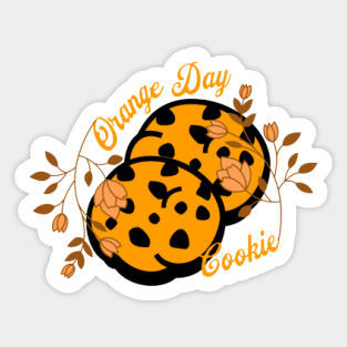 Orange Day Cookie, Flowers Sticker